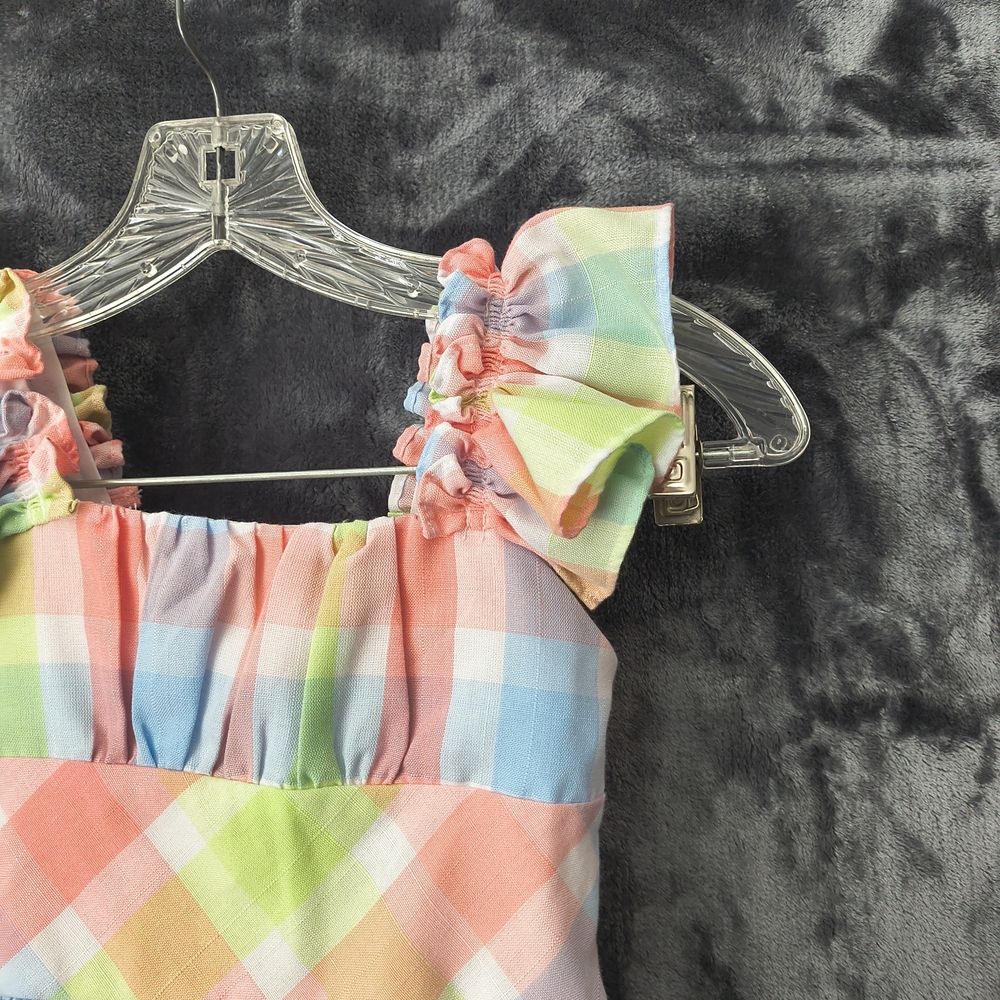 Bonnie Jean Pink and Blue Plaid Kids Dress - Picture 2 of 5